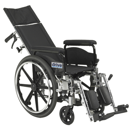 DRIVE MEDICAL Viper Plus GT Full Reclining Wheelchair, Full Arms, 18" Seat pla418rbdfa